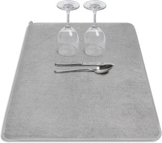 Dish Drying Mat, 18 x 24 In Absorbent Microfiber Drying Matt Kitchen Counter, Extra Large Foldable Drying Mat for Countertops