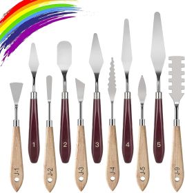 Palette Knife Set, 11 Pieces Stainless Steel Spatula Palette Knives Painting Accessories Art Supplies for Oil Painting, Gouache, Watercolor