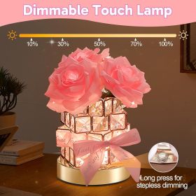Valentine's Day Birthday Gifts for Her GF Girlfriend Wife,Flower Cordless Crystal Table Lamp