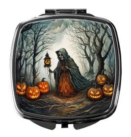 The Weeping Woman Spooky Halloween Compact Mirror Decorative Travel Makeup Mirror for Women Girls Gifts Pocket Makeup Mirror Folding Handheld