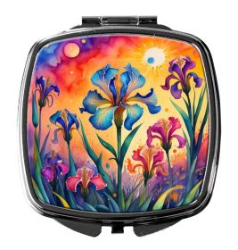 Colorful Iris Compact Mirror Decorative Travel Makeup Mirror for Women Girls Gifts Pocket Makeup Mirror Folding Handheld