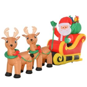 8ft Long Christmas Inflatable Santa Claus with Sleigh and Reindeer, Outdoor Blow-Up Yard Decoration with LED Lights Display (Option: Yellow-270x160x350 mm)