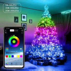 Usb Bluetooth Light String Mobile Phone App Smart Copper Wire Light String Christmas Decoration Light String (Select: 5 meters 50 bulbs)
