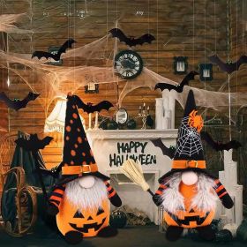2 PCS Halloween Gnomes Plush Decor (Color: Halloween Gnome Decorations 02)